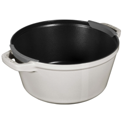 Zestaw 3 naczyń żeliwnych z pokrywką STAUB 40508-388-0 - biała trufla 24 cm