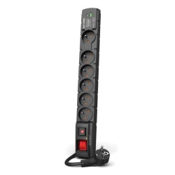 ACAR W2436 ochrona przeciwprzepięciowa Czarny 6 x gniazdo sieciowe 230 V 1,5 m