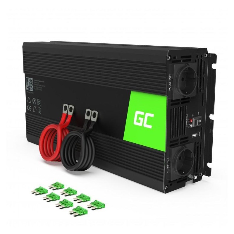 GREEN CELL PRZETWORNICA INV16 12V-230V 500W/1000W CZYSTA SINUSOIDA
