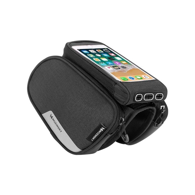 Wozinsky torba rowerowa na ramę + odczepiany pokrowiec na telefon do 6,5" 1,5l czarna (WBB7BK) Wozinsky torba rowerowa na ramę + odczepiany pokrowiec na telefon do 6,5" 1,5l czarna (WBB7BK)