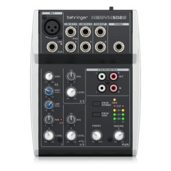 Behringer 502S - 5-kanałowy kompaktowy mikser analogowy z interfejsem USB zaprojektowany specjalnie do obsługi podcastów,