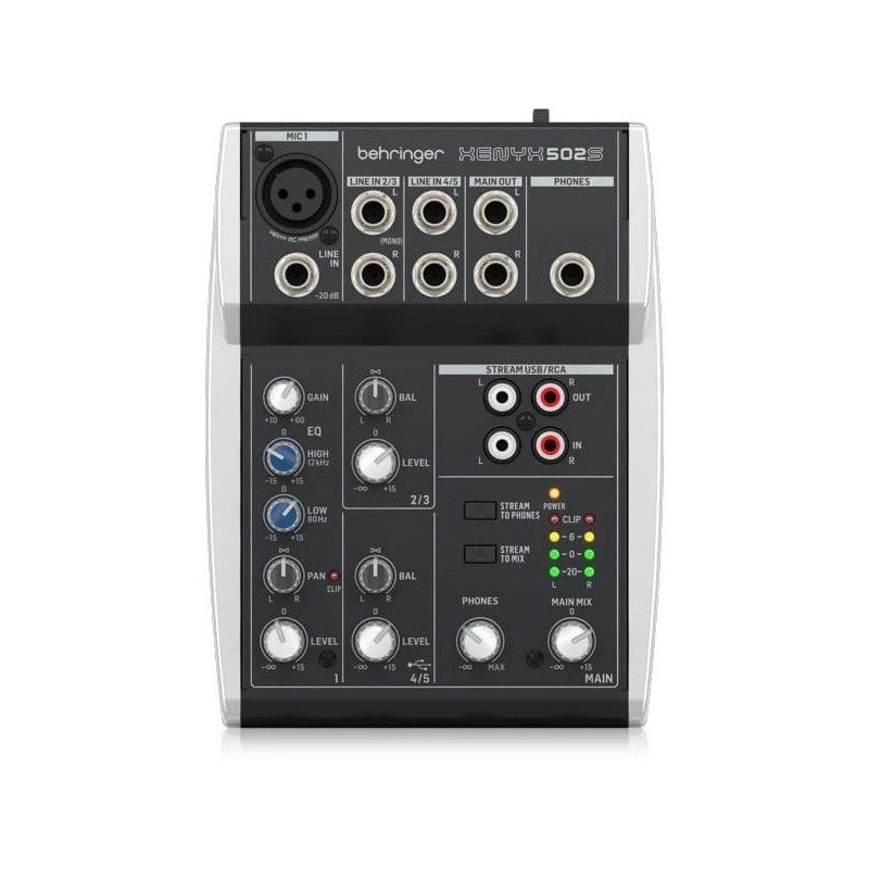 Behringer 502S - 5-kanałowy kompaktowy mikser analogowy z interfejsem USB zaprojektowany specjalnie do obsługi podcastów, Behringer 502S - 5-kanałowy kompaktowy mikser analogowy z interfejsem USB zaprojektowany specjalnie do obsługi podcastów,