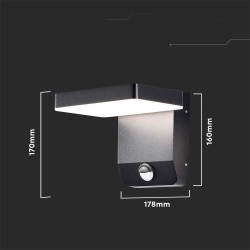 Projektor Oprawa Elewacyjna V-TAC 17W Czujnik Ruchu Czarna IP65 VT-11020-150-B 4000K 2580lm