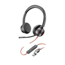 POLY Zestaw słuchawkowy Blackwire 8225 Stereo USB-C z certyfikatem Microsoft Teams + przejściówka USB-C/A
