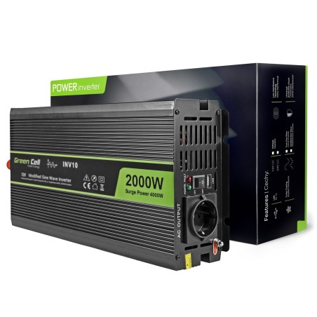 GREEN CELL PRZETWORNICA INV10 12V-230V 2000W/4000W MODYFIKOWANA SINUSOIDA