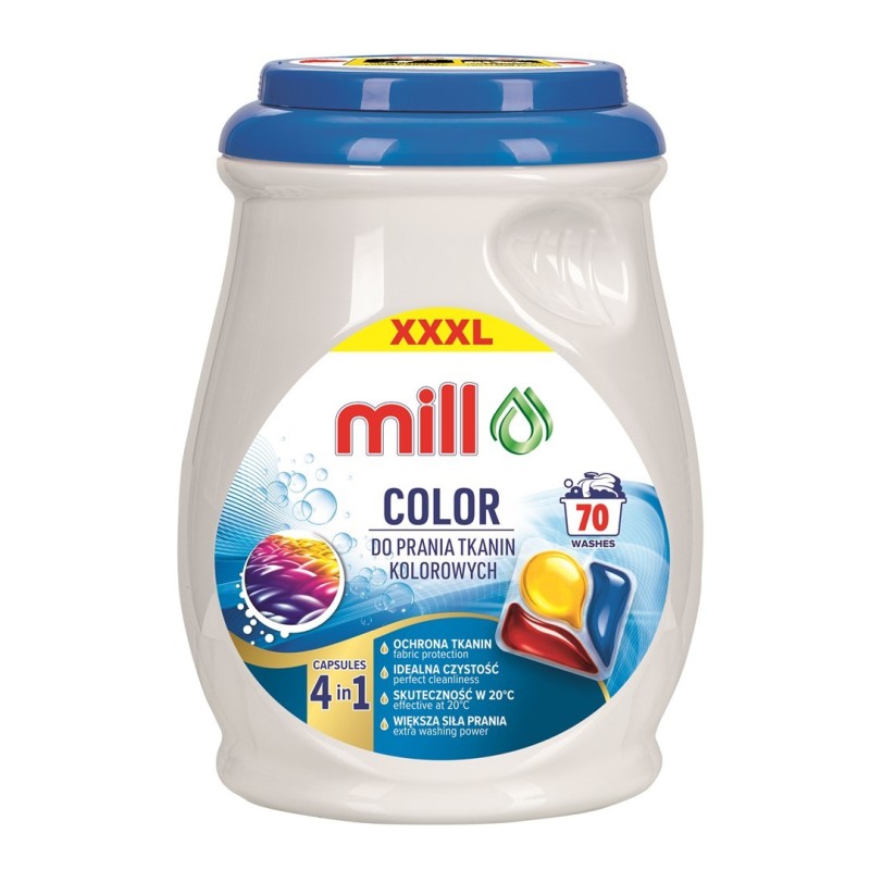MILL PROFESSIONAL Kapsułki 3k. do prania kolor 70 szt. (opak.zb 4 szt.) MILL PROFESSIONAL Kapsułki 3k. do prania kolor 70 szt. (opak.zb 4 szt.)