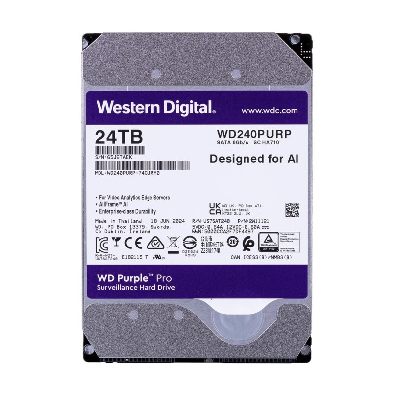 Dysk HDD WD Purple Pro WD240PURP (24 TB 3.5" 512 MB 7200 obr/min) Dysk HDD WD Purple Pro WD240PURP (24 TB 3.5" 512 MB 7200 obr/min)