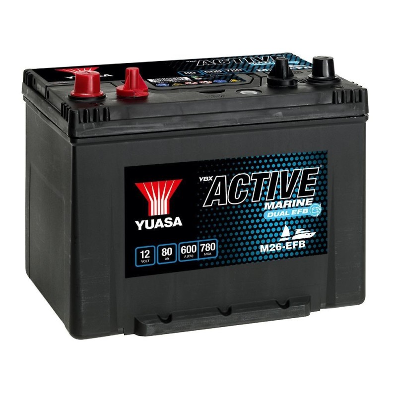 Akumulator YUASA 12V 80Ah/600A DUAL (L+ standardowy) 260x174x200 B01 (efb)