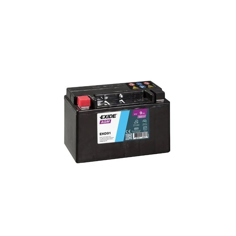 Akumulator EXIDE 12V 9Ah/120A AGM AUXILIARY (L+ biegun motocyklowy m12) 150x90x105 B00 - brak stopki mocującej