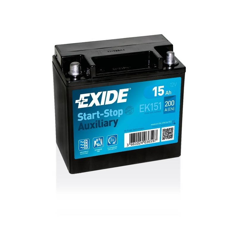 Akumulator samochodowy AGM Exide EK151 15 Ah 12 V 200 A Motocykl Akumulator samochodowy AGM Exide EK151 15 Ah 12 V 200 A Motocykl