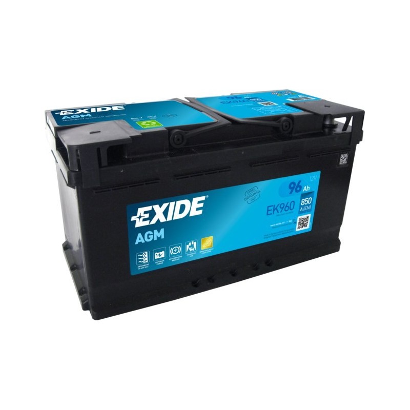 Akumulator samochodowy Exide EK960 AGM (Absorbed Glass Mat) 96 Ah 12 V 850 A Samochód Akumulator samochodowy Exide EK960 AGM (Absorbed Glass Mat) 96 Ah 12 V 850 A Samochód