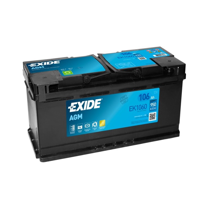 Exide EK1060 akumulator samochodowy AGM (Absorbed Glass Mat) 106 Ah 12 V 950 A Exide EK1060 akumulator samochodowy AGM (Absorbed Glass Mat) 106 Ah 12 V 950 A