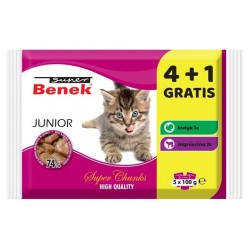 Super Benek dla kota Junior - mokra karma dla kota - 4+1 100 g GRATIS!