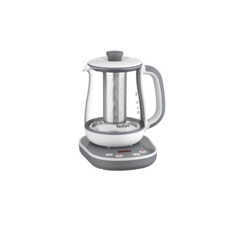 TEFAL Czajnik Tastea | BJ551B10 | Czajnik do herbaty | 1400 W | 1,5 L | Szkło | Podstawa obrotowa 360° | Szary/Biały