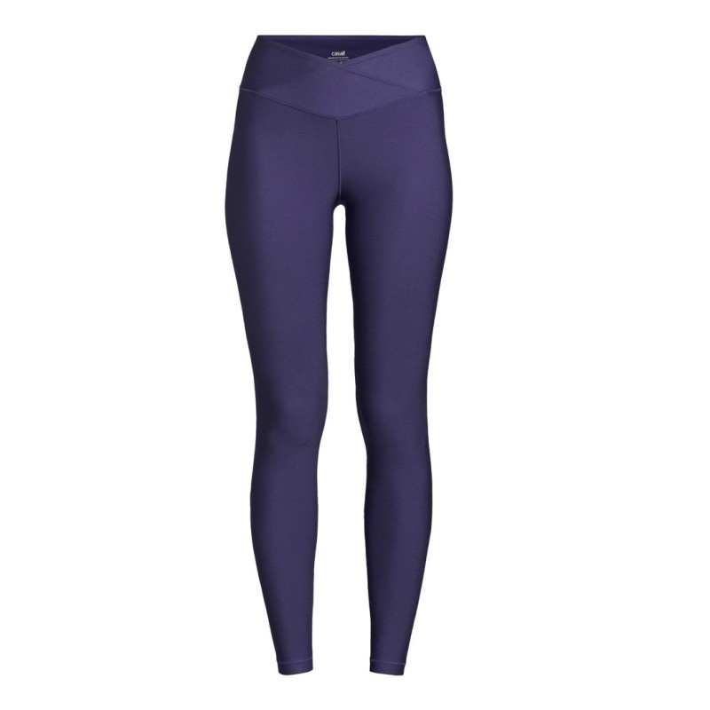 Legginsy damskie z wysoką talią Casall Overlap High Waist Tights fioletowy