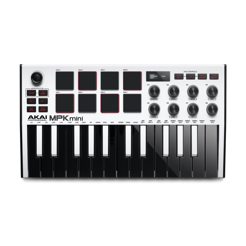 Klawiatura sterująca AKAI MPK Mini MK3 kontroler MIDI USB Czarny, Biały Klawiatura sterująca AKAI MPK Mini MK3 kontroler MIDI USB Czarny, Biały