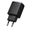 BASEUS ŁADOWARKA SIECIOWA USB, USB-C (CZARNA)
