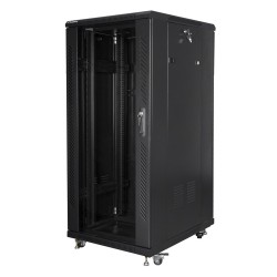 LANBERG SZAFA STOJĄCA RACK 19" 27U 600X800 DRZWI SZKLANE LCD CZARNA FF01-6827-12BL (FLAT PACK)
