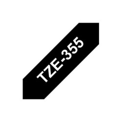 Brother TZE-355 taśmy do etykietowania Biały na czarnym