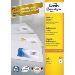 Avery 3481 samoprzylepne etykiety Prostokąt Na stałe Biały 2100 szt.