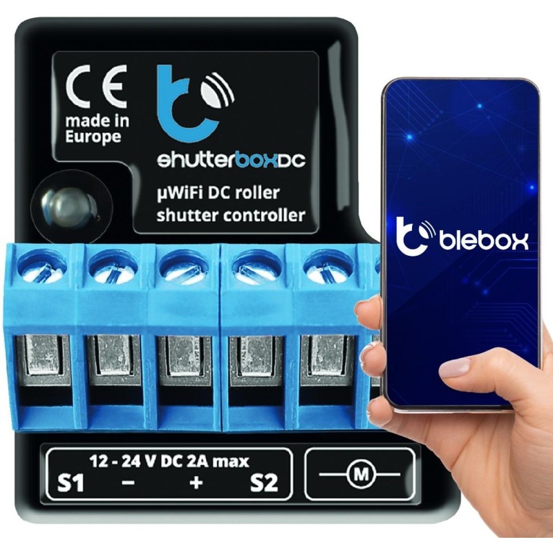 BLEBOX shutterBoxDC v2 moduł i/o WiFi 2x wej. binarne 2x wyj. przekaźnikowe 230V
