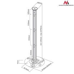 Uchwyt sufitowy do projektora Maclean MC-517 (80 mm - 980 mm 10 kg kolor srebrny)