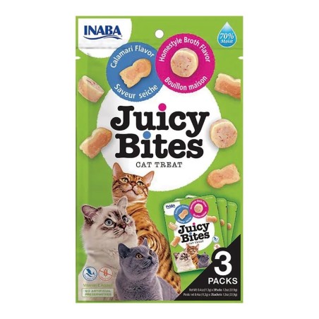 INABA Juicy Bites O smaku domowego bulionu i kalmara - przysmak dla kota - 3x11,3 g
