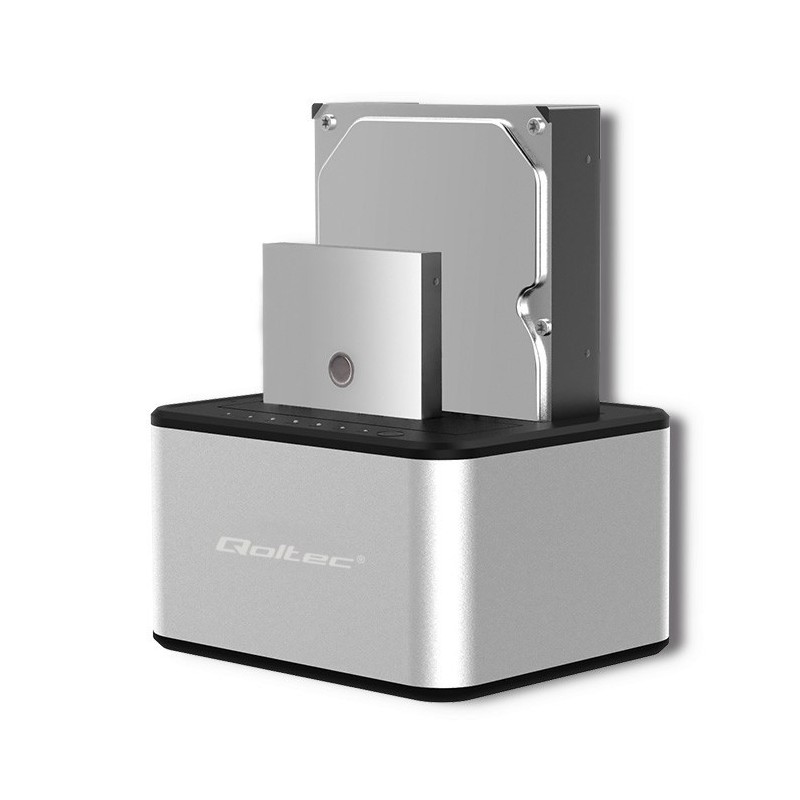 QOLTEC STACJA DOKUJĄCA DYSKÓW 2XHDD/SSD 2.5"/3.5" SATA | USB 3.0 | KLONOWANIE QOLTEC STACJA DOKUJĄCA DYSKÓW 2XHDD/SSD 2.5"/3.5" SATA | USB 3.0 | KLONOWANIE