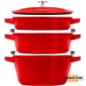 Zestaw 3 naczyń żeliwnych z pokrywką STAUB 40508-387-0 - czerwony 24 cm