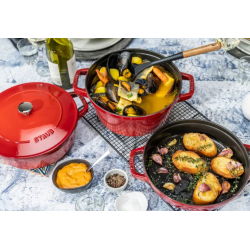 Zestaw 3 naczyń żeliwnych z pokrywką STAUB 40508-387-0 - czerwony 24 cm