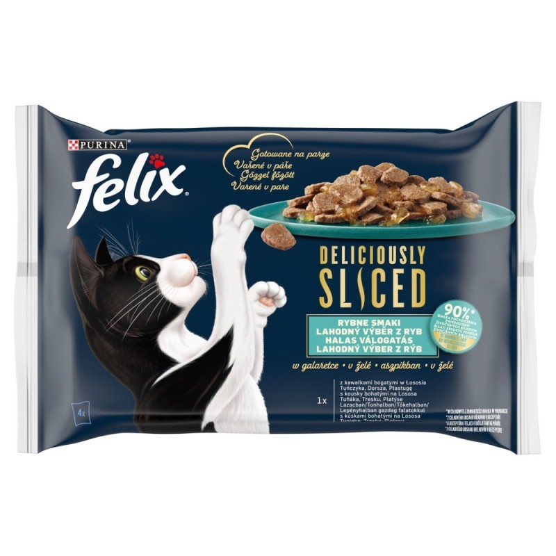 FELIX Deliciously Sliced Rybne Smaki - mokra karma dla kota - 4x 80 g