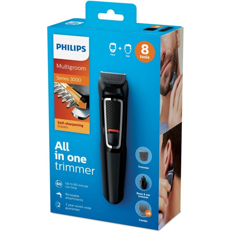 Philips MULTIGROOM Series 3000 Trymer do twarzy i włosów 8 w 1 z 8 nasadkami Philips MULTIGROOM Series 3000 Trymer do twarzy i włosów 8 w 1 z 8 nasadkami