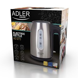 Adler AD 1273 czajnik elektryczny 1 l 1200 W Czarny, Orzech laskowy, Stal nierdzewna