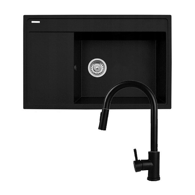 Zestaw - Zlewozmywak PYRAMIS CAMEA (79x50) 1B 1D R + Bateria IDEA Black Edition - 070168502BE - Volcano Zestaw - Zlewozmywak PYRAMIS CAMEA (79x50) 1B 1D R + Bateria IDEA Black Edition - 070168502BE - Volcano