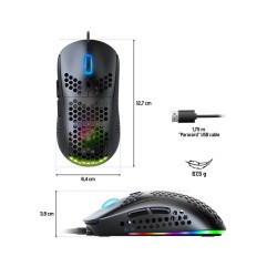 Spirit of Gamer PRO-M4 DARK myszka Gaming Po prawej stronie USB Typu-A Optyczny 12800 DPI