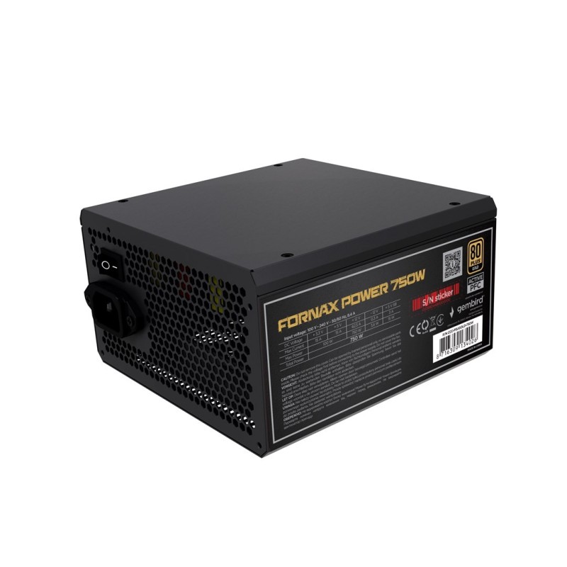 GEMBIRD ZASILACZ KOMPUTEROWY FORNAX POWER 750W 80+ BRONZE ATX, 750W, AKTYWNE PFC, 12CM WENTYLATOR GEMBIRD ZASILACZ KOMPUTEROWY FORNAX POWER 750W 80+ BRONZE ATX, 750W, AKTYWNE PFC, 12CM WENTYLATOR
