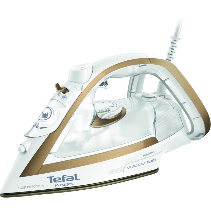 Żelazko parowe TEFAL FV8042E0 Ultimate Pure, 2900 W, Pojemność zbiornika na wodę 270 ml, Ciągła para 50 g/min, Wydajność silnego