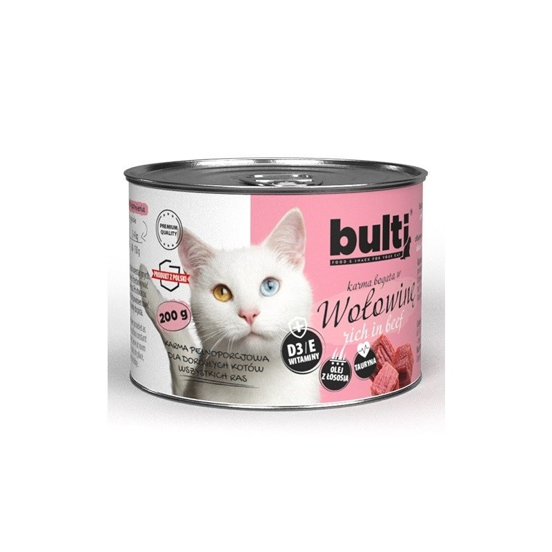 BULTI mielonka bogata w wołowinę dla kota 200g BULTI mielonka bogata w wołowinę dla kota 200g