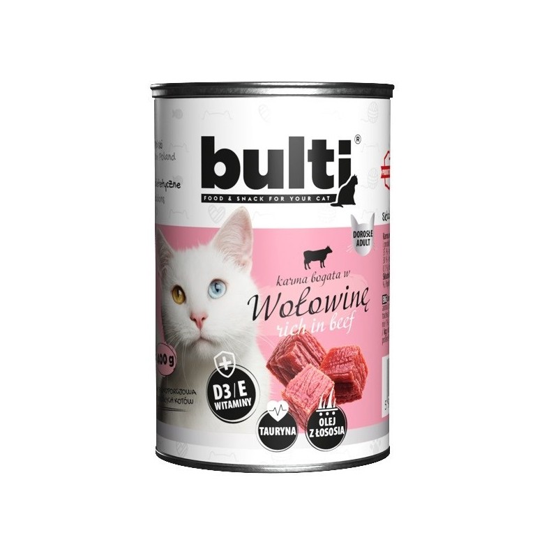 BULTI mielonka bogata w wołowinę dla kota 400g BULTI mielonka bogata w wołowinę dla kota 400g