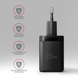 Axagon ACU-PQ20 wall charger QC3.0/AFC/FCP+ PD type-C 20 W - schwarz - USB Typ C Telefon komórkowy, Smartfon, Smartwatch,