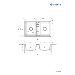 Deante Eridan Zlewozmywak 2-komorowy bez ociekacza ZQE_S203