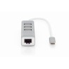 Digitus 3-portowy hub USB 2.0 i adapter LAN Fast Ethernet ze złączem Type-C™
