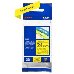 Taśma BROTHER LAMINOWANA 24MM/8M CZARNY NA ŻÓŁTYM