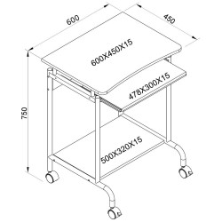TECHLY MAŁE MOBILNE BIURKO KOMPUTEROWE 600X450 BIA