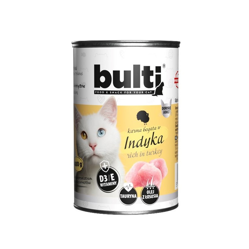 BULTI mielonka bogata w indyka dla kota 400g BULTI mielonka bogata w indyka dla kota 400g
