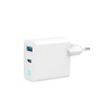 GEMBIRD 2-PORTOWA SZYBKA ŁADOWARKA SIECIOWA GAN (PD) USB (A+C), 45W, LED, BIAŁA