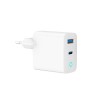 GEMBIRD 2-PORTOWA SZYBKA ŁADOWARKA SIECIOWA GAN (PD) USB (A+C), 45W, LED, BIAŁA
