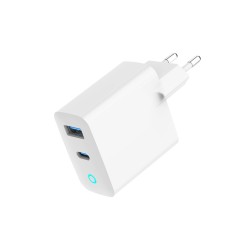 GEMBIRD 2-PORTOWA SZYBKA ŁADOWARKA SIECIOWA GAN (PD) USB (A+C), 30W, LED, BIAŁA