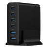 GEMBIRD 6-PORTOWA SZYBKA ŁADOWARKA SIECIOWA GAN (PD) 6XUSB (2X USB-A + 4X USB-C), 75W, CZARNA