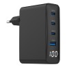 GEMBIRD 4-PORTOWA SZYBKA ŁADOWARKA SIECIOWA GAN (PD) USB (3X USB-A + 1X USB TYP-C) 100W, CZARNA